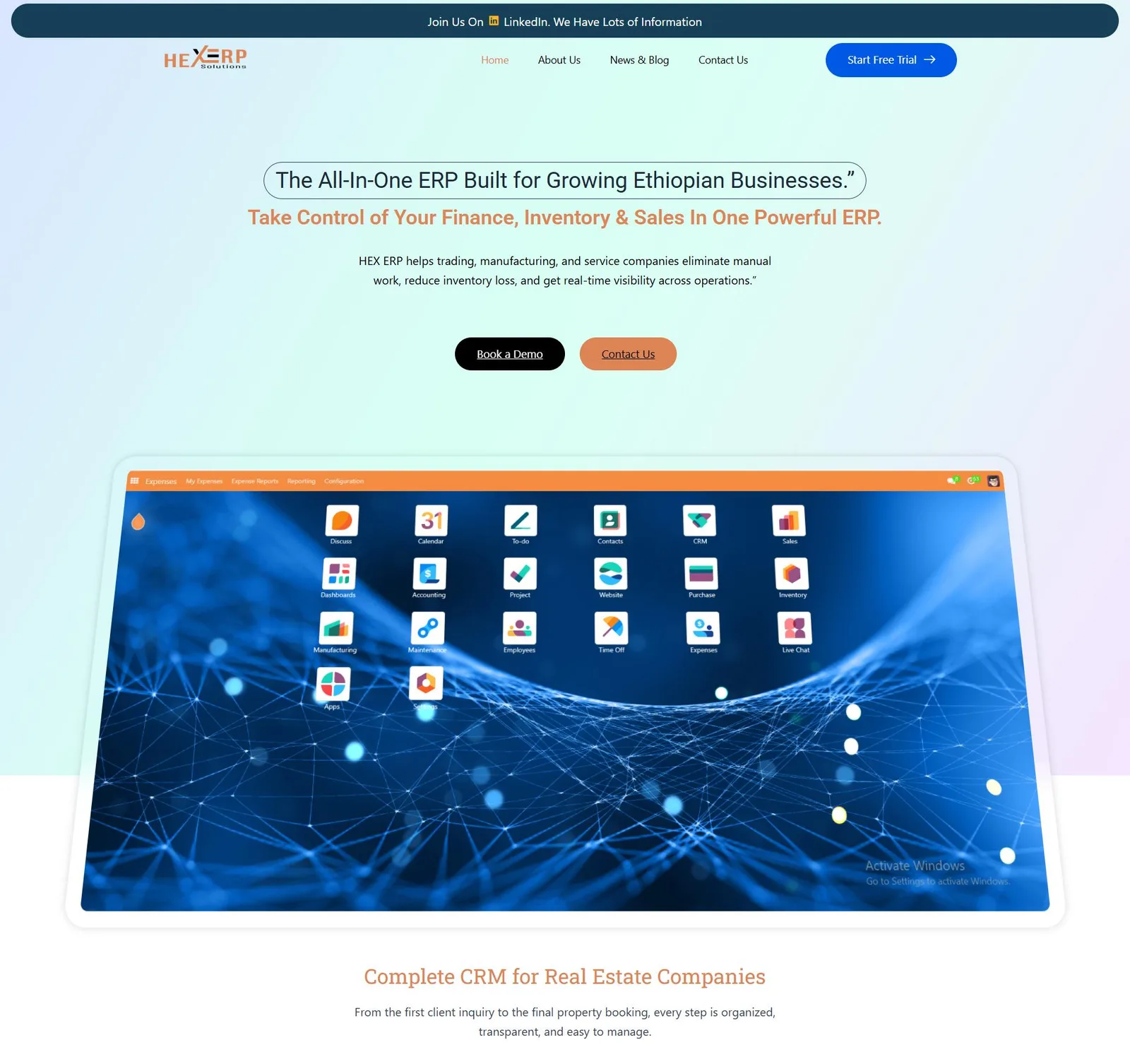 Product marketing site — HEXERP